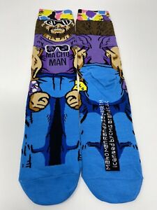 Macho Man Randy Savage WWE WCW  WWF New Crew Socks Men's 8-12 Adult Purple