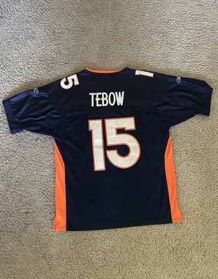 Camiseta de fútbol americano Tim Tebow #15 Denver Broncos NFL Reebok On Field talla 52 cosida Foto 1 de 2
