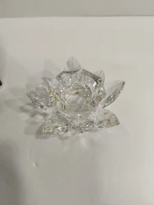 Preciosa Bohemia Crystal Water Lily Candle Holder 0593 00 Lotus Made in Czech - Picture 1 of 5