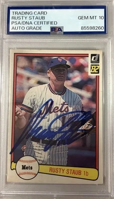 Rusty Staub Signed 1982 Donruss #57 Baseball Card Mets Autograph PSA/DNA Gem 10 - Image 1 of 2