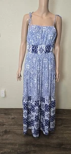 Maxi abito donna EXPRESS smanicato spalline regolabili blu taglia media nuovo con etichette - Foto 1 di 11
