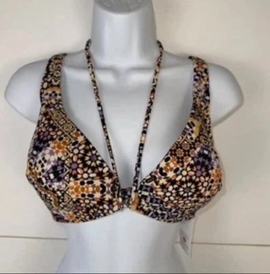 NUEVO CON ETIQUETAS 38 D Shade & Shore Bikini Top de Natación Multicolor Para Mujer Forrado Acolchado Foto 1 de 4