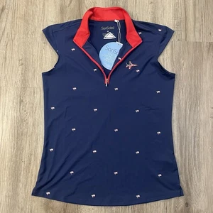 Top golf San Soleil donna bandiera americana berretto manica patriottica ricamato M nuovo con etichette - Foto 1 di 15