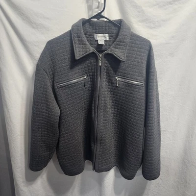 Jennifer Moore Gray Quilted Full Zip Jacket Large Chest Pockets Shacket - Image 1 of 4