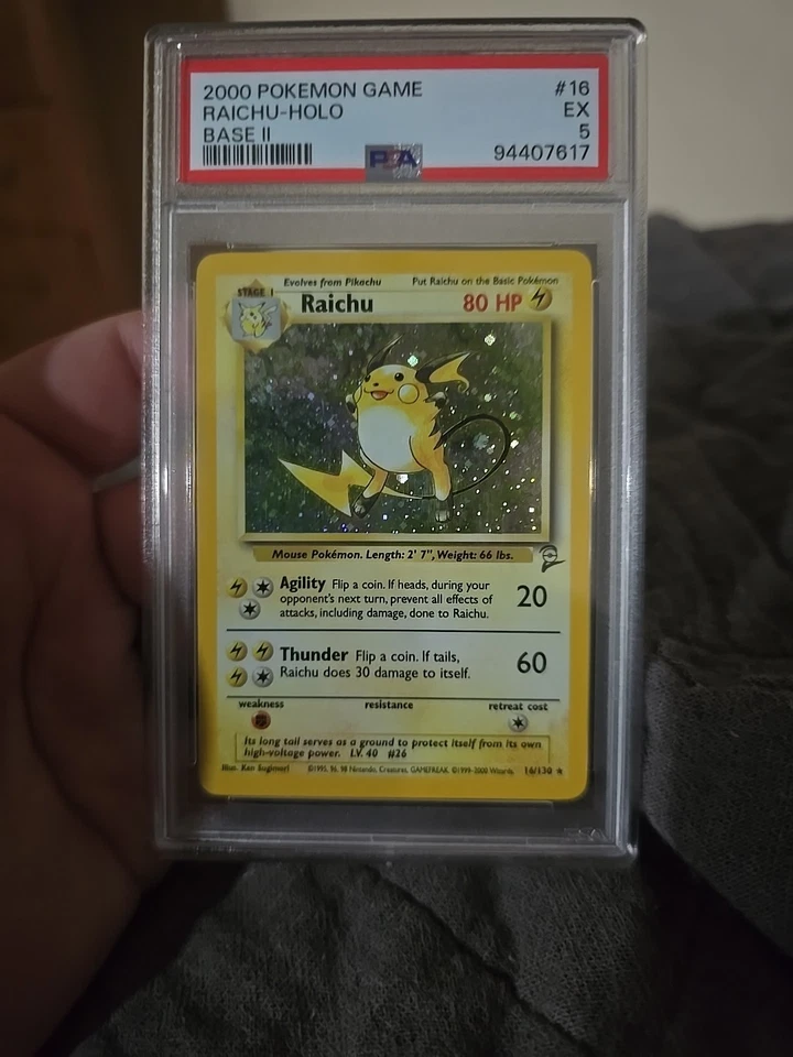 Pokémon TCG Raichu Base Set 2 Holo Unlimited Holo Rare Card 16/130 PSA 5 - Image 1 of 1