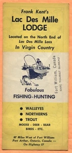 Frank Kent's Lac Des Mille Lodge Tourist Brochure & Map circa 1960 - Picture 1 of 3