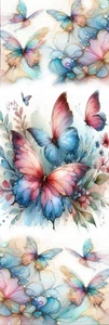 BLUE & PINK BUTTERFLIES - CAT,FLOWERS, BIRDS,DOGS,FAIRIES-BOOKMARK & TASSEL - Picture 1 of 1