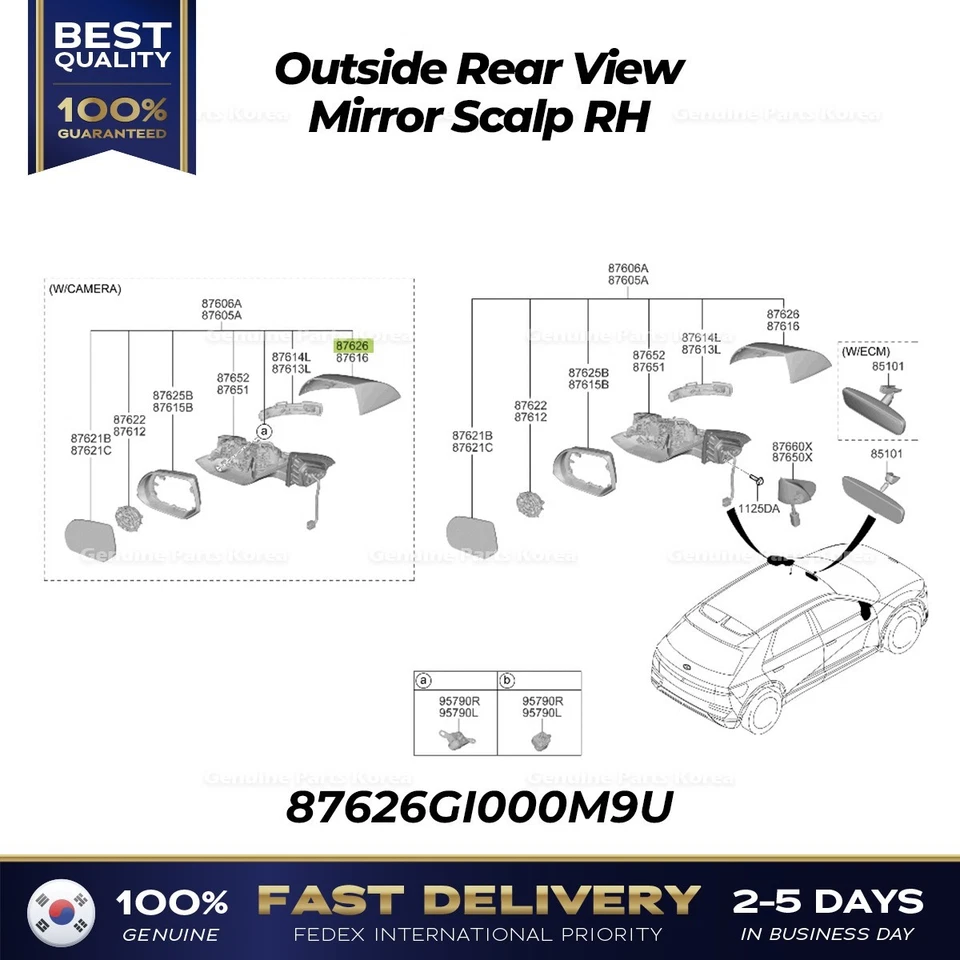 ⭐Genuine⭐ Outside Rear View Mirror Scalp RH 87626GI000M9U for Hyundai Ioniq 5 - Image 1 of 1