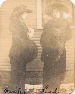 VTG Photo Beautiful Women Sisters Pregnant Fur Coat Fashion - Picture 1 of 2