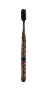 BROSSE À DENTS LUXE INSPIRÉE GUCCI MARRON POILS NOIRS - Photo 1/2