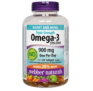 Webber Naturals - Omega 3 Capsules 900mg-120 soft gels - Picture 1 of 2