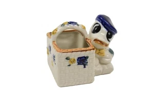 DE COLECCIÓN PATO Y CESTA MACETA FIGURA OCUPADO JAPÓN KITSCH MARINERO SOMBRERO - Imagen 1 de 7