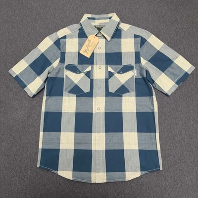 Woolrich Snap Button Up Shirt Men Small NWT Blue Plaid 100% Cotton Outdoor - Image 1 of 4
