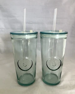 New 17 Oz Levi’s Target Exclusive Recycled Glass Tumblers w/ Lids & Straws - Picture 1 of 11