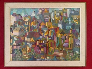 Gemälde, Öl auf Leinwand,Stadtansicht,Künstler : Hugo Asbach,gerahmt - Picture 1 of 4