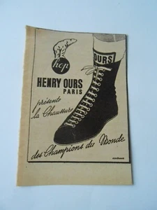 1948 Original Print Pub Henry Ours chaussure des Champions du Monde - Picture 1 of 1