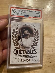 Babe Ruth PSA 9 Leaf Great Bambino Collector Card New York Yankees MINT 2016 WOW