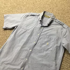 Bob Allen Shooting Shirt Mens Large Blue Chambray Right Handed Cotton Pocket - Picture 1 of 10