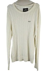 HOLLISTER Beige Knitwear Jumper size XL Womens Round Neck Pullover Jumper Cotton - Picture 1 of 9