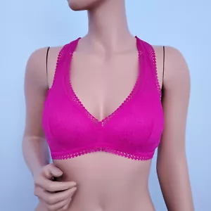 NWT Victorias Secret Lace Bralette Bra Lined Racerback Wireless Pink Size Medium - Picture 1 of 12