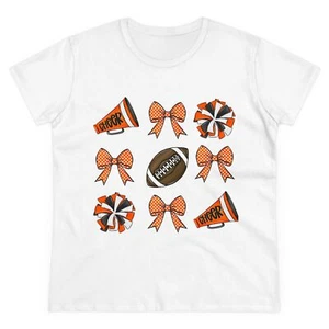 Orange Cheerleader Allstar Cheer Womens Shirt Competition Coquette Football - Picture 1 of 5