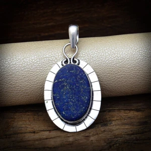Graceful Blue Lapis Lazuli Gemstone 925 Sterling Silver Handmade Pendant B-563 - Picture 1 of 5