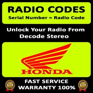 HONDA RADIO CODES UNLOCK ACCORD CRX CR-Z. HR-V INSIGHT D  STEREO PINCODE SERVICE - Picture 1 of 6