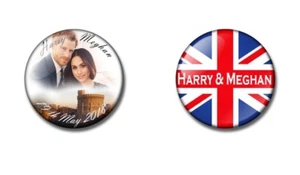 PRINCE HARRY & MEGHAN 25/38mm badge or magnet ROYAL WEDDING 2018 SOUVENIR - Picture 1 of 5