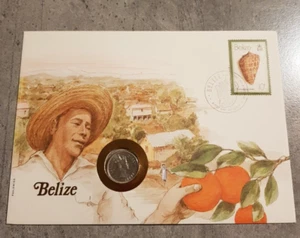 BELIZE-SHELLFISH-COVER WITH COIN 5 CENTS MNH - Picture 1 of 2