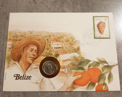 BELIZE-SHELLFISH-COVER WITH COIN 5 CENTS    MNH - Image 1 of 2