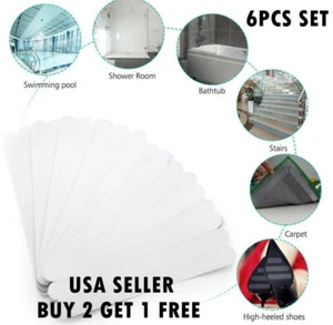 6PCS Safety Treads Non-Slip Applique Stickers Strips Bathtub Shower Stair Mat - Picture 1 of 13