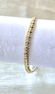 14k Yellow Gold Diamond Cut Filigree Lace Tennis Bracelet - TW 5.54 Grams - Picture 1 of 12