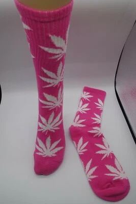 Pink Socks unisex multicolor white leaf  - Image 1 of 4