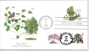 #1767 GRAY BIRCH TREE $4620 #4622 JAPANESE BONSAI PLANTS NAKANO PERFINS FDC - Picture 1 of 1