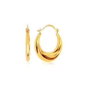 14k Gelbgold auffällige abgestufte ovale Ohrringe - Bild 1 von 2
