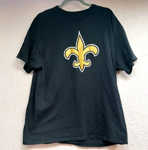 NFL Team Apparel New Orleans Saints T shirt Men's XL Black With Gold Logo - Picture 1 of 8