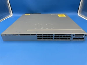 Cisco WS-C3850-24P-S 24 Port PoE Gigabit IP Base Switch C3850-NM-4-1G - Picture 1 of 9