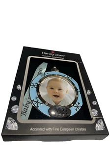 Harvey Lewis Babys 1. Christmas Holiday Ornament Swarovski wie Kristalle Rahmen - Bild 1 von 5