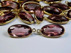 Conectores de bisel Vermeil corte ovalado facetado Qtz hidrorodolita suministros de joyería - Imagen 1 de 5
