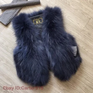 Fox Fur Vest Women's Short Real Fur Autumn Winter Gilet Waistcoats Sleeveless - Picture 1 of 36