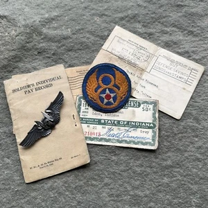 ORIGINAL WWII WW2 US AAF 8th Air Corps Sterling Aerial Gunner Wing Patch Group - Picture 1 of 4