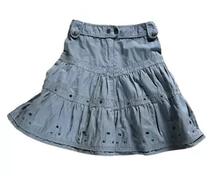 Women's Denim Cotton Skirt Size 6 Tiered Brown - Picture 1 of 2