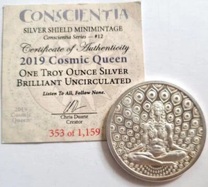 *Conceintia Cosmic Queen Silver Shield 2019, .999 1 oz con certificado de autenticidad #VT106 - Imagen 1 de 3