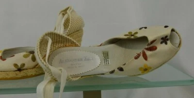 Alexander Zar Gladiador Encaje Punta abierta Talla 36/6 Lona Alpargata Sandalias Flores Foto 1 de 4