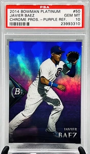 2014 Bowman Platinum Purple Refractor JAVIER BAEZ RC PSA 10 GEM MINT~ Pop 5 - Picture 1 of 4