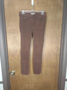 Free People Jeans 27 Brown Jacquard Skinny Leg Textured Stretch Measured 26x25 - Picture 1 of 8