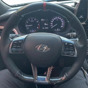Cubierta personalizada para volante fibra de carbono cuero genuino para Hyundai Sonata 9 - Imagen 1 de 5