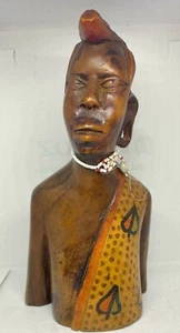 Tribal African Vintage Figurine Ebony Wooden Head Bust Sculpture statue Rare 8" - Picture 1 of 10