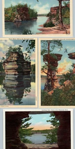 1930s Luncheon Hall Stand Rock Jaws Sugar Bowl Dells on WI River Postcard LOT 4 - Picture 1 of 9