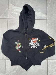 Black Ed Hardy Women’s Graphic Zip-Up Hoodie Size Large / 12 - Picture 1 of 3